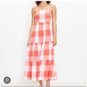 Lou & Grey coral gingham dress size M